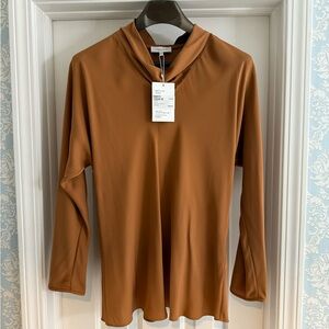 Lafayette 148 Silk Georgette Blouse Copper Large New